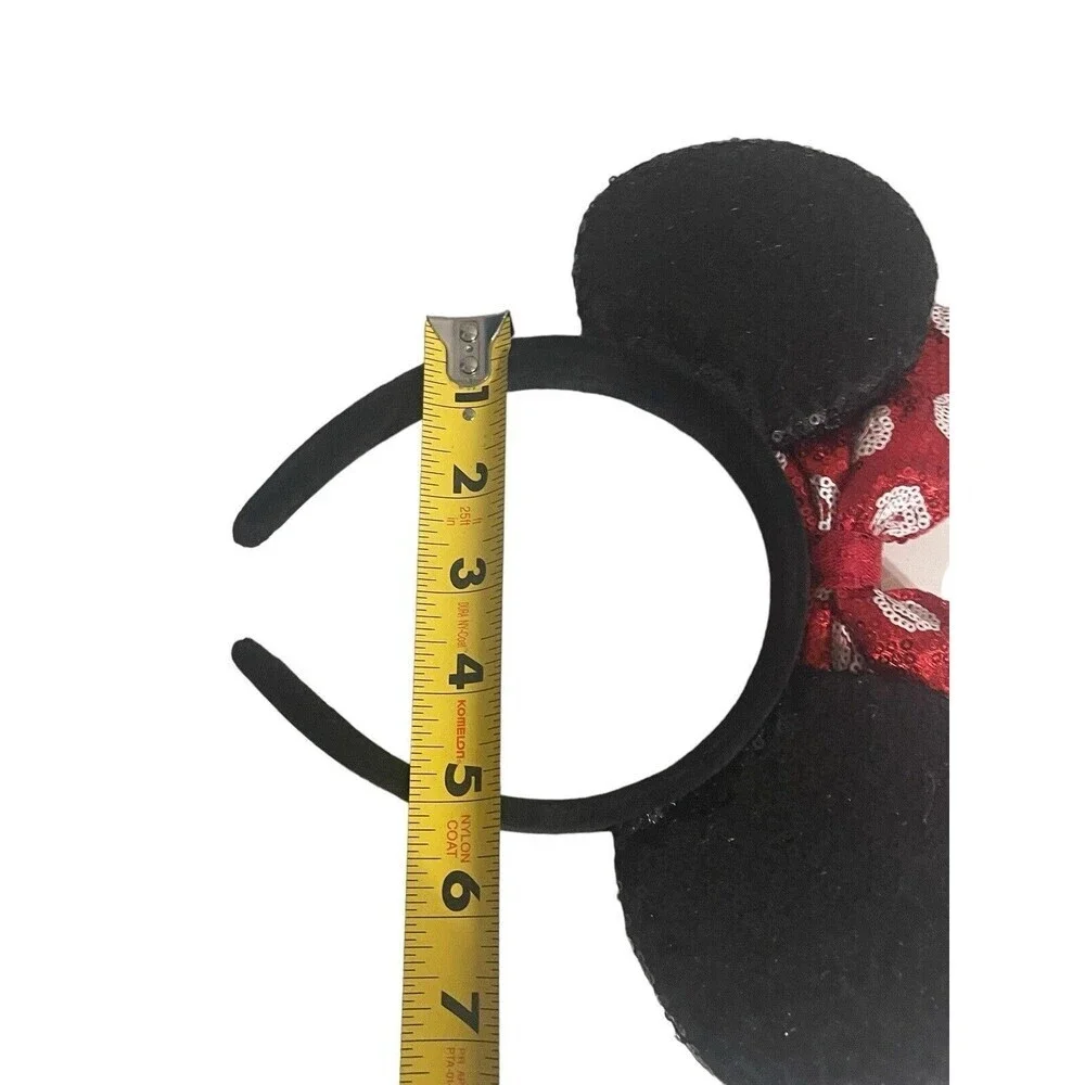 Disney Parks Minnie Mouse Classic Red Bow Black Ears Sequin Headband